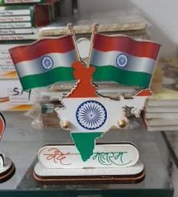 Crystal Indian Flag with Stand